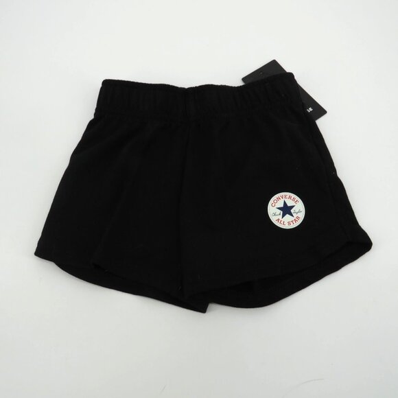 Converse Girls Black All Star Shorts Size 4 Cotton Blend Elastic Waist NWT - Picture 1 of 3